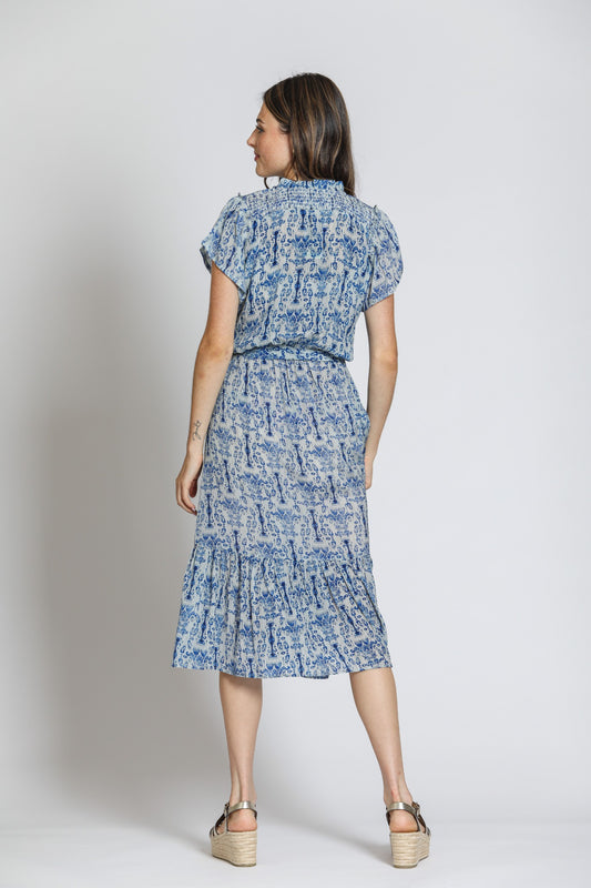 Short Sleeve Dress With Smocked Shoulder Detail