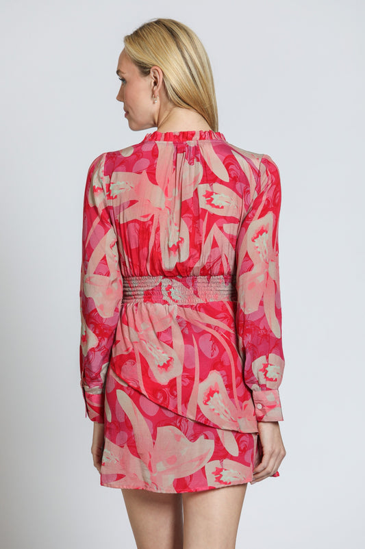 Long Sleeve Dress With Ruffled V-Neck