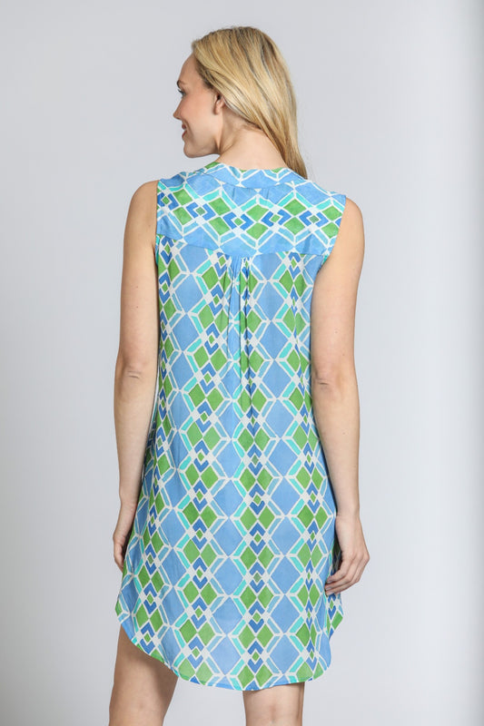 Sleeveless 1/2 Button-up Dress