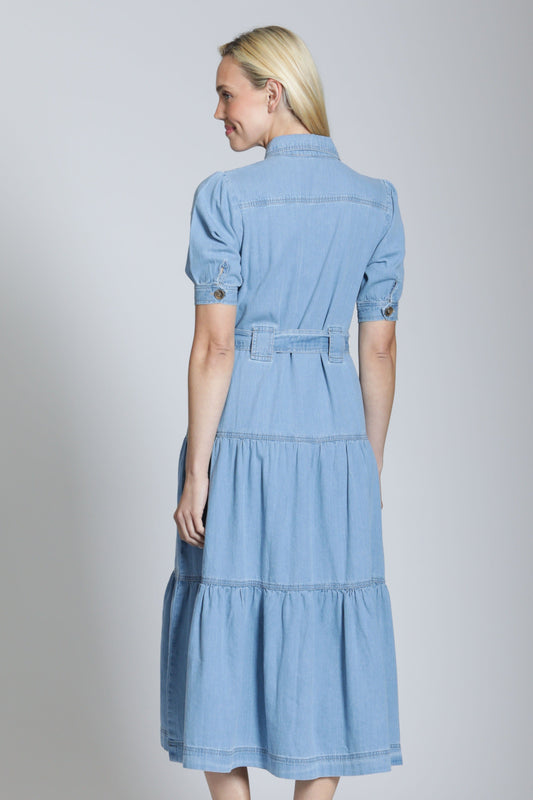 Tiered Dress With Front Patch Pocket