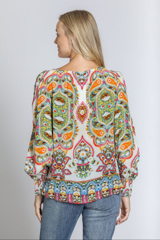 Pullover With Smocked Cuff