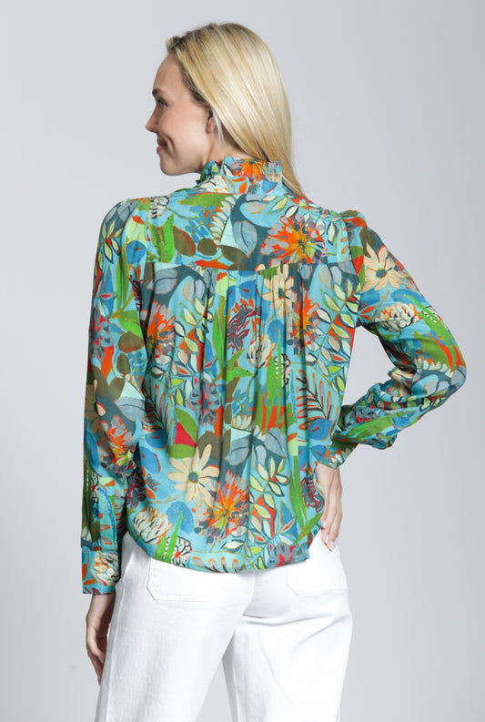 Ruffle Half Placket Blouse