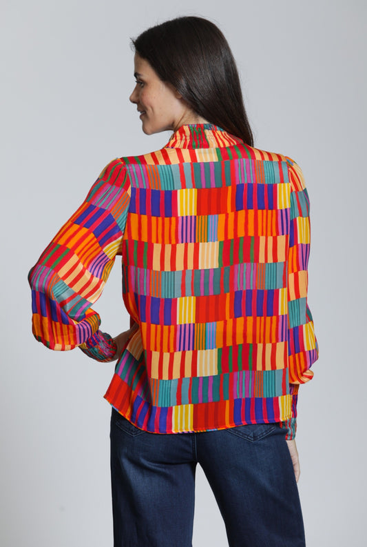 Puff Sleeve Blouse With Ruched Detail