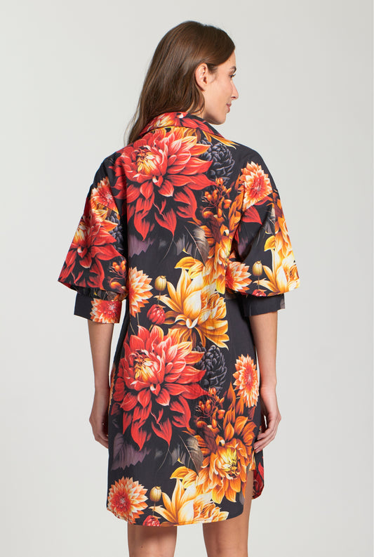 Belted Dress With Puff Sleeves