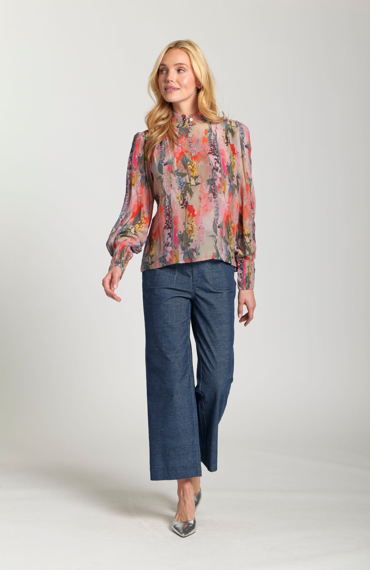 Puff Sleeve Blouse With Ruched Detail