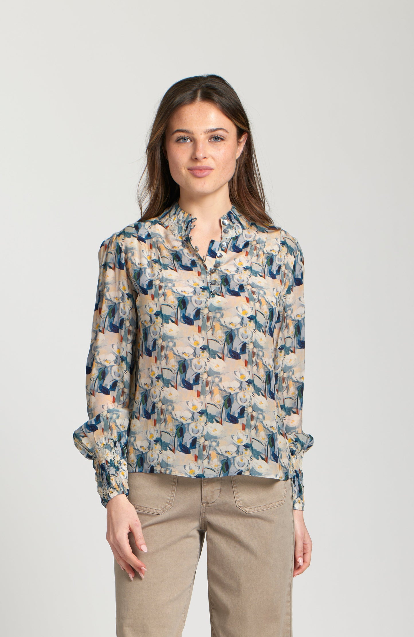 Puff Sleeve Blouse With Ruched Detail