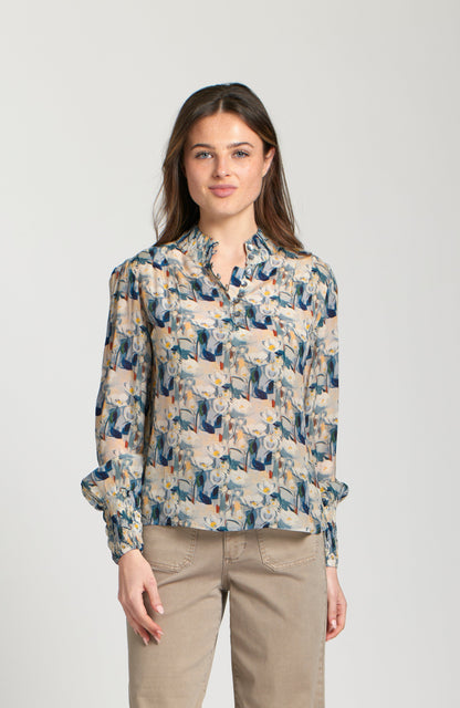 Puff Sleeve Blouse With Ruched Detail