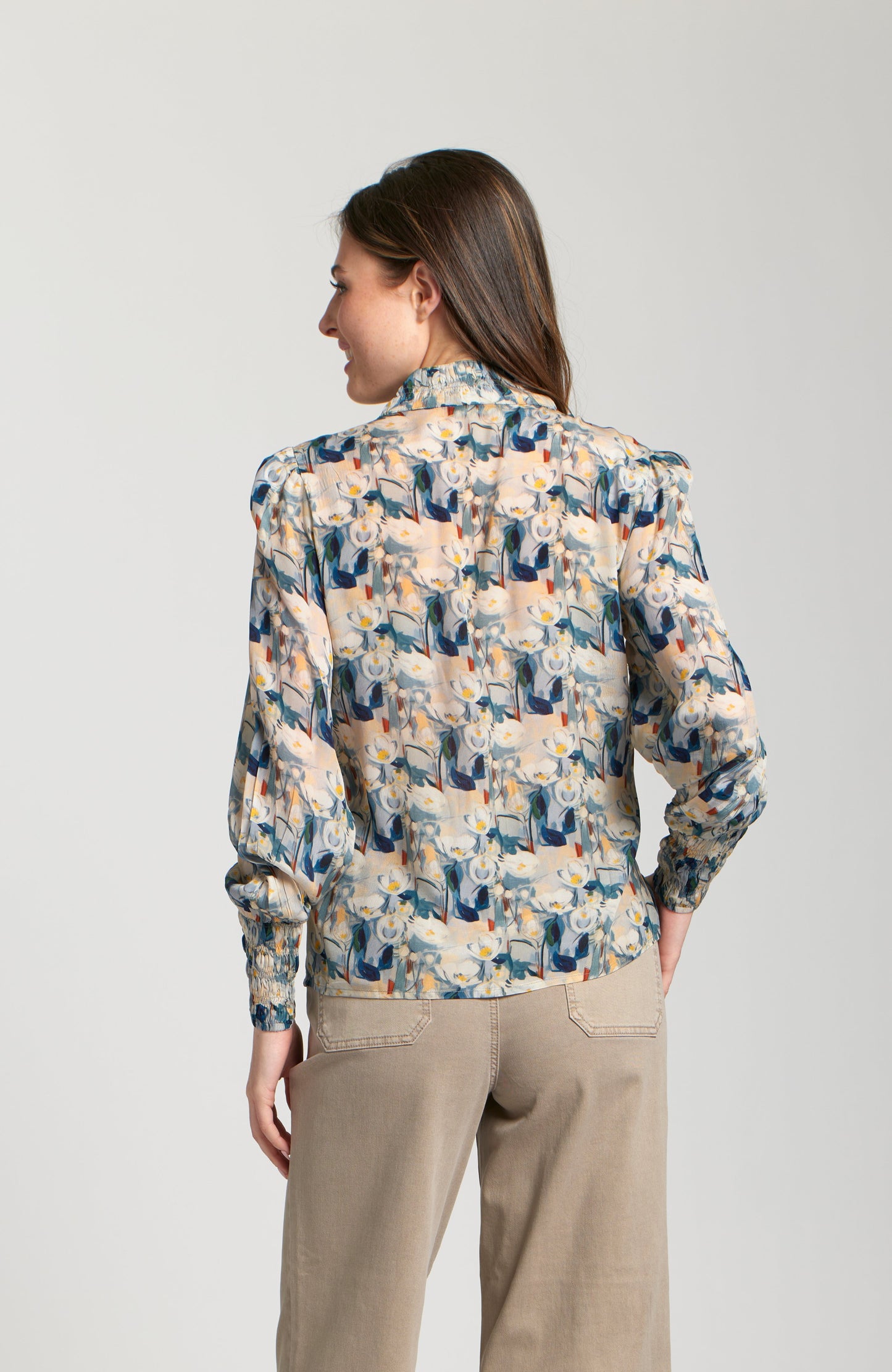 Puff Sleeve Blouse With Ruched Detail