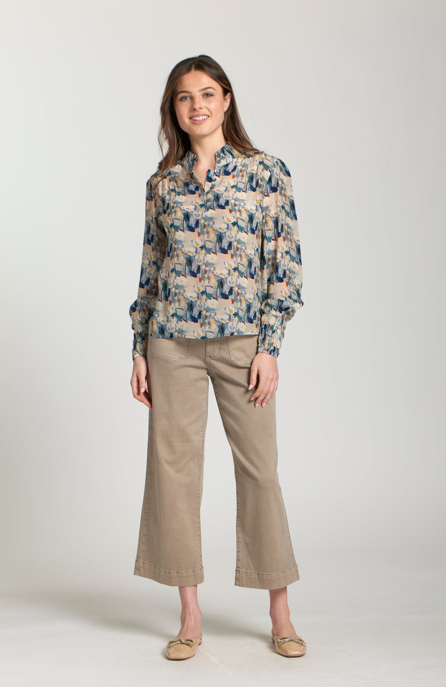 Puff Sleeve Blouse With Ruched Detail