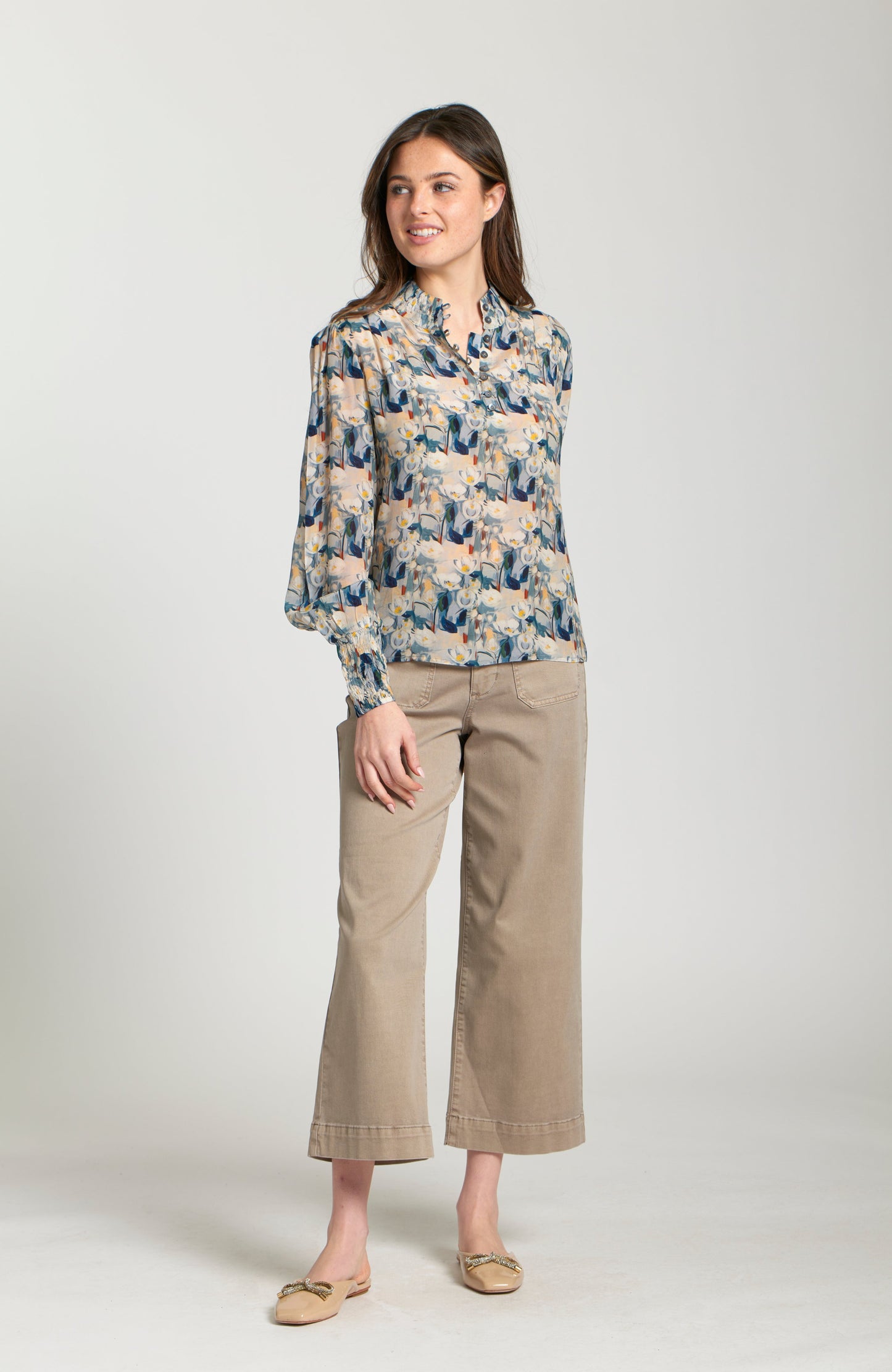 Puff Sleeve Blouse With Ruched Detail