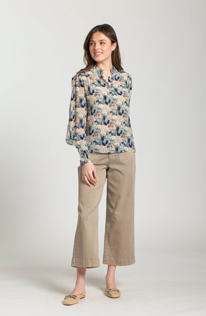 Puff Sleeve Blouse With Ruched Detail