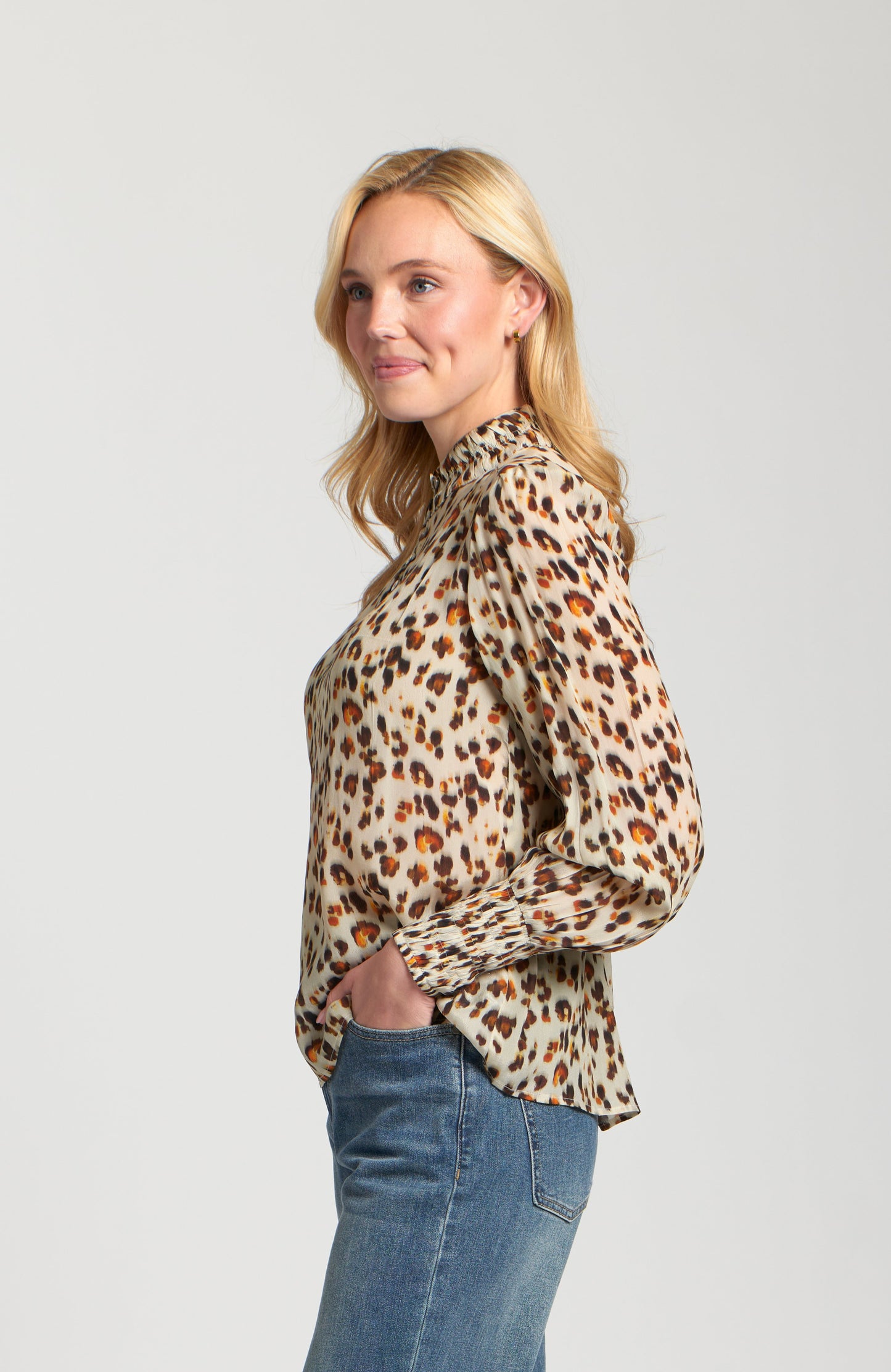 Puff Sleeve Blouse With Ruched Detail