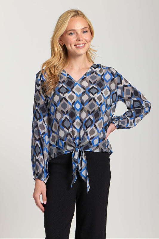 V-Neck Tie Front Top