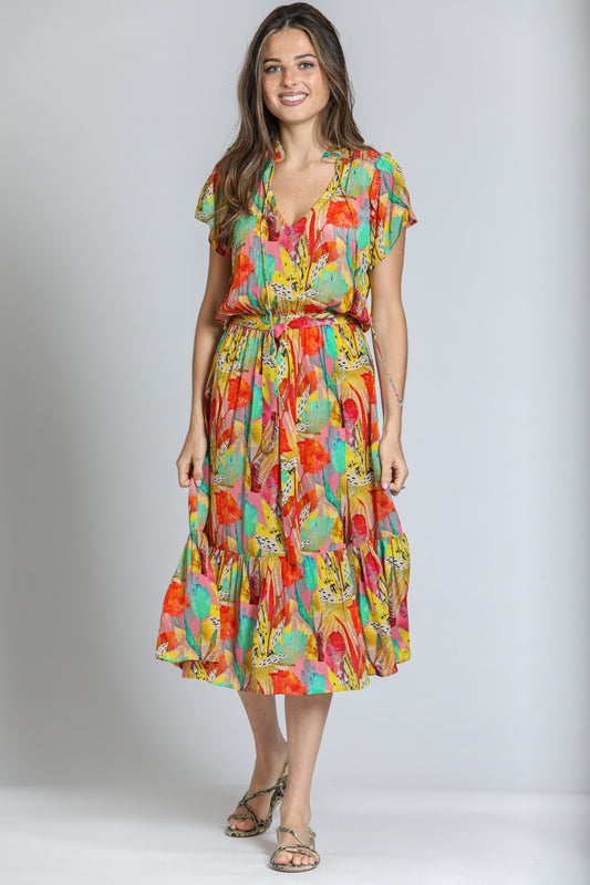 Short Sleeve Dress With Smocked Shoulder Detail