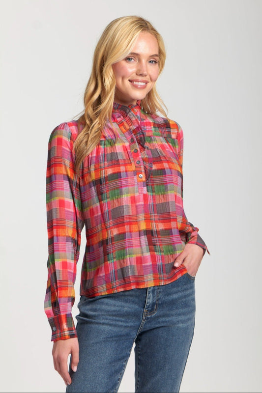 Ruffle Half Placket Blouse