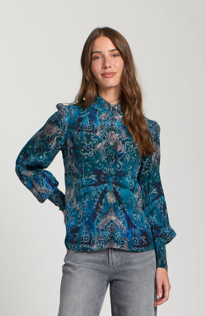 Puff Sleeve Blouse With Ruched Detail