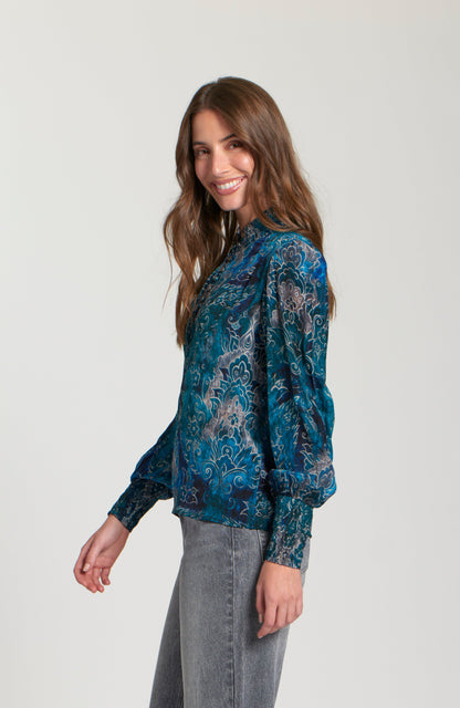 Puff Sleeve Blouse With Ruched Detail