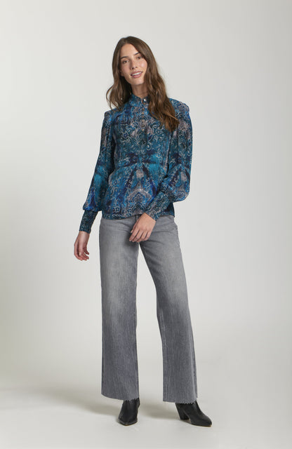 Puff Sleeve Blouse With Ruched Detail