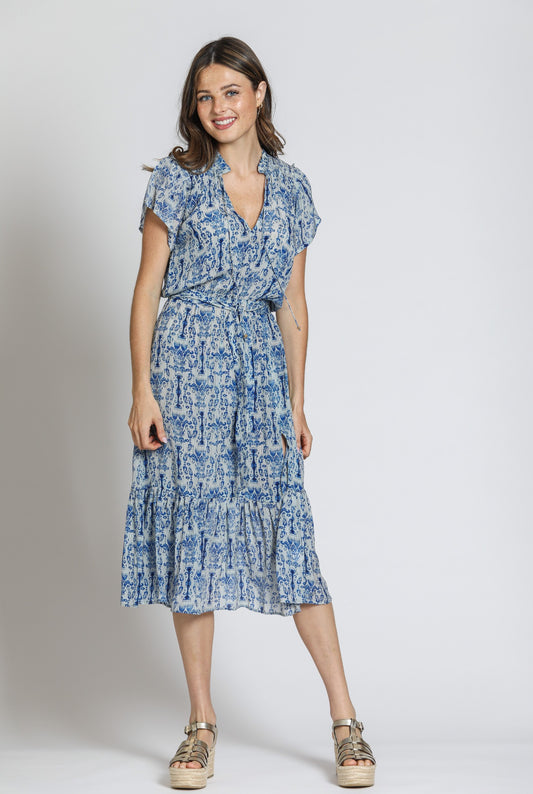 Short Sleeve Dress With Smocked Shoulder Detail