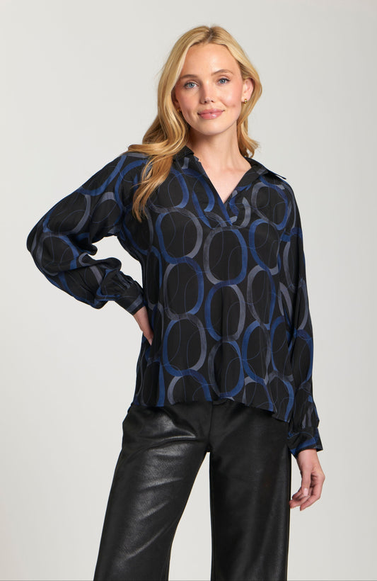 Half-Plaket Pullover Blouse