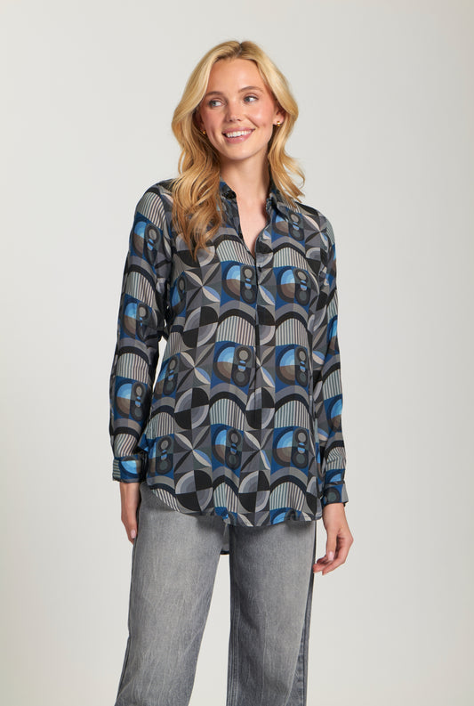 Half Button-up Pullover Tunic