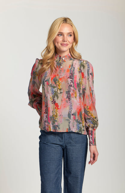 Puff Sleeve Blouse With Ruched Detail