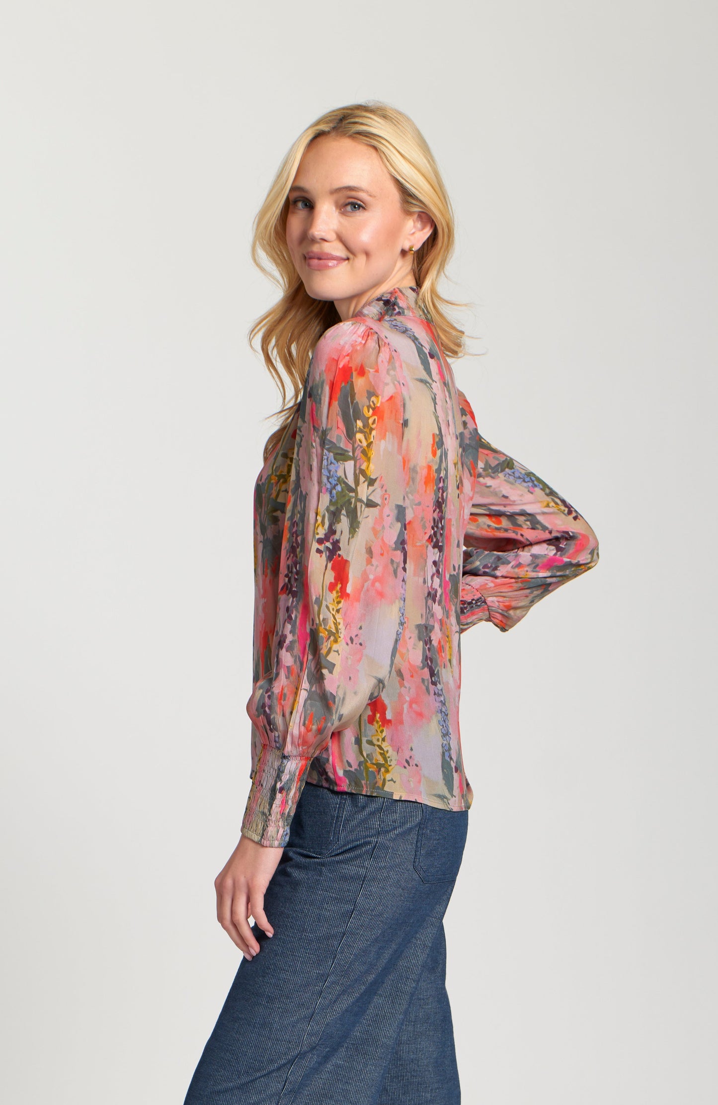 Puff Sleeve Blouse With Ruched Detail