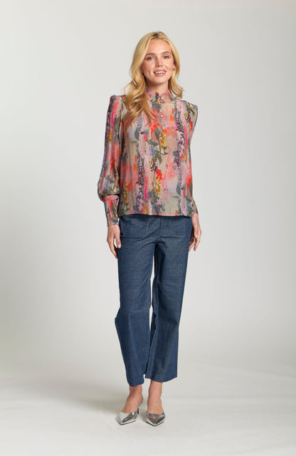 Puff Sleeve Blouse With Ruched Detail