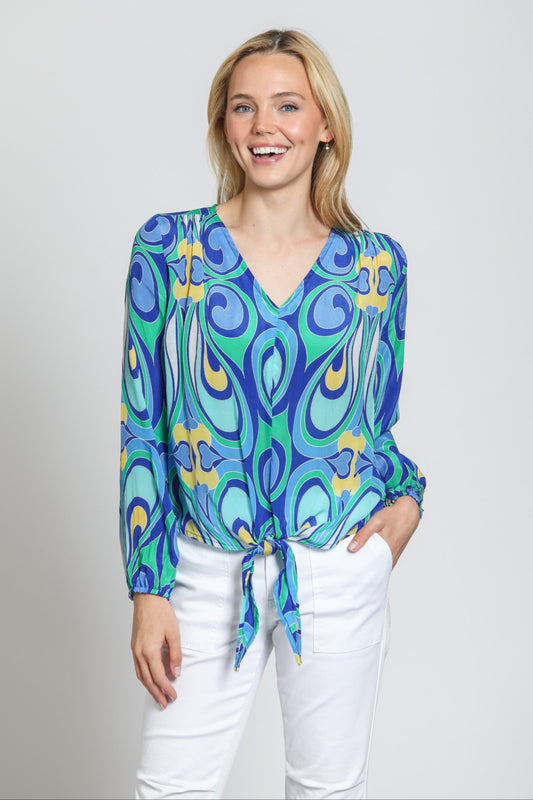 V-Neck Tie Front Top