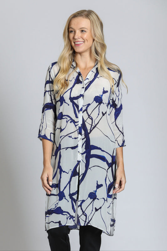 3/4 Sleeve Button-up With Side Slits