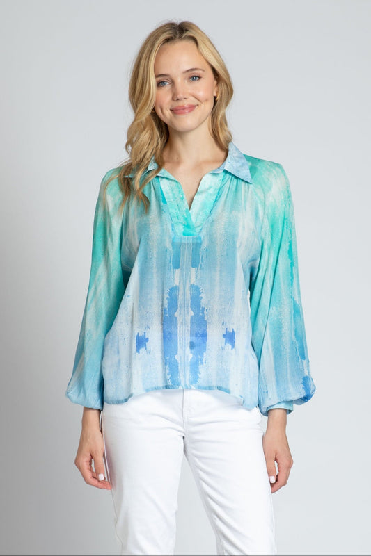 Half-Plaket Pullover Blouse