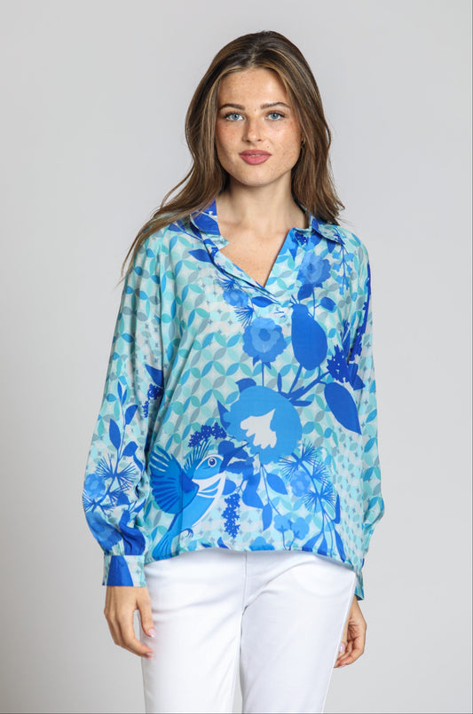 Half-Plaket Pullover Blouse