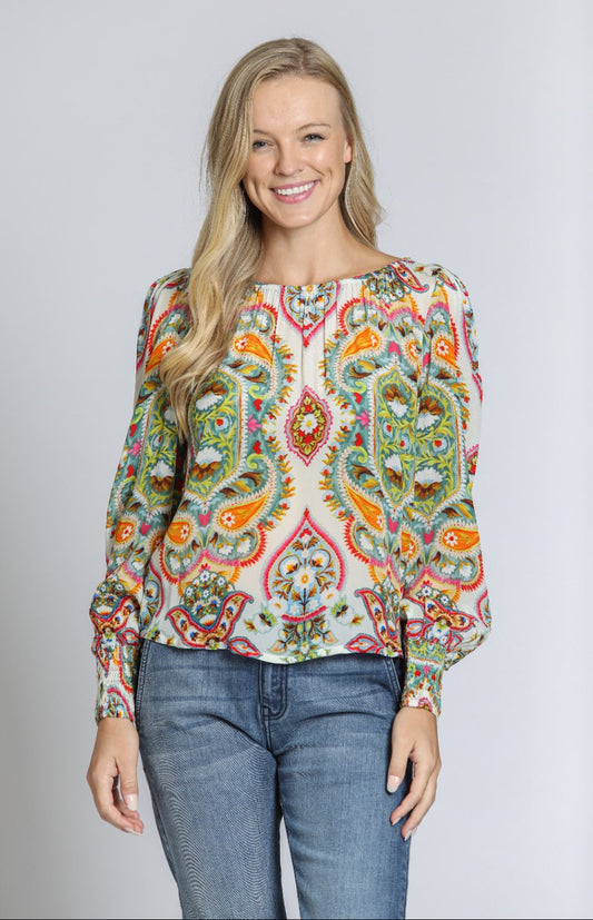 Pullover With Smocked Cuff