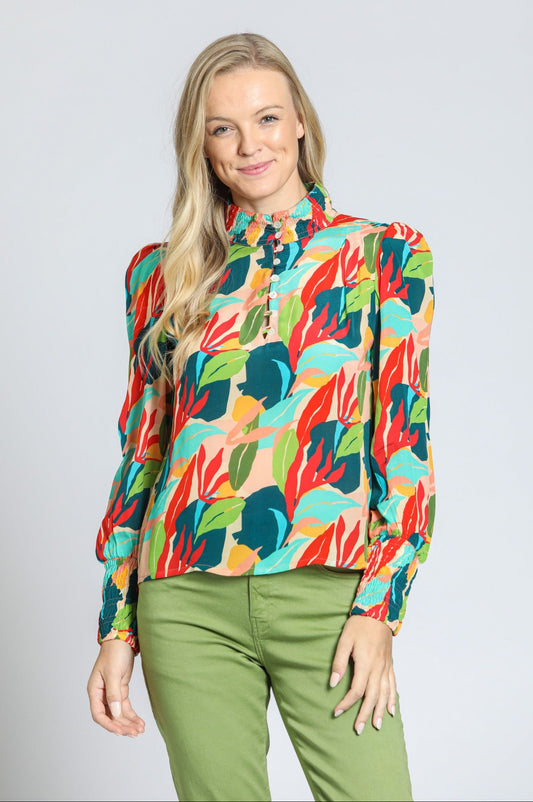 Puff Sleeve Blouse With Ruched Detail