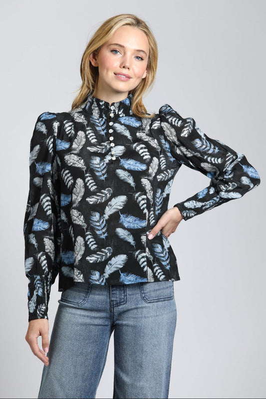 Puff Sleeve Blouse With Ruched Detail