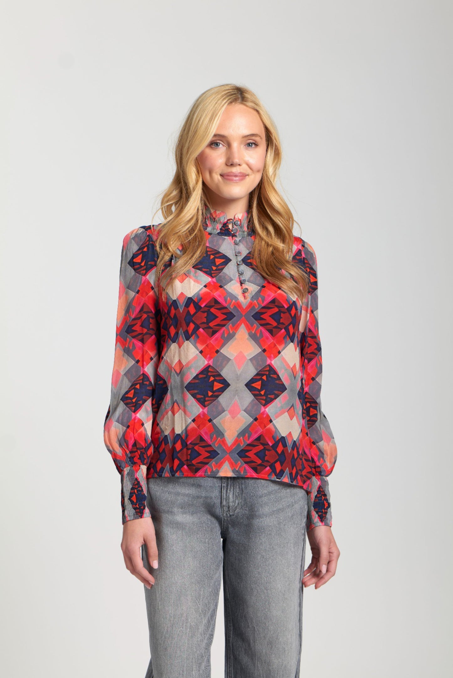 Puff Sleeve Blouse With Ruched Detail