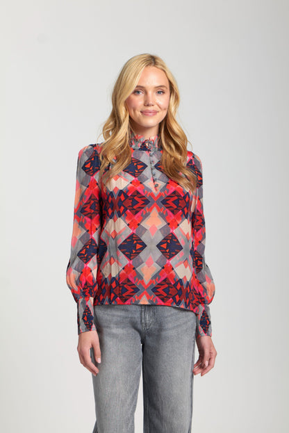 Puff Sleeve Blouse With Ruched Detail