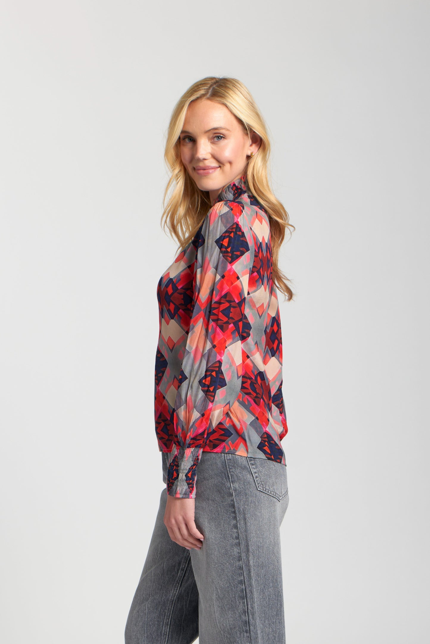 Puff Sleeve Blouse With Ruched Detail