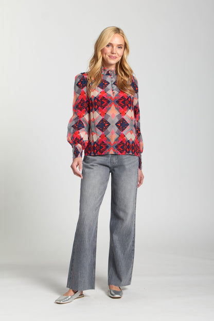 Puff Sleeve Blouse With Ruched Detail