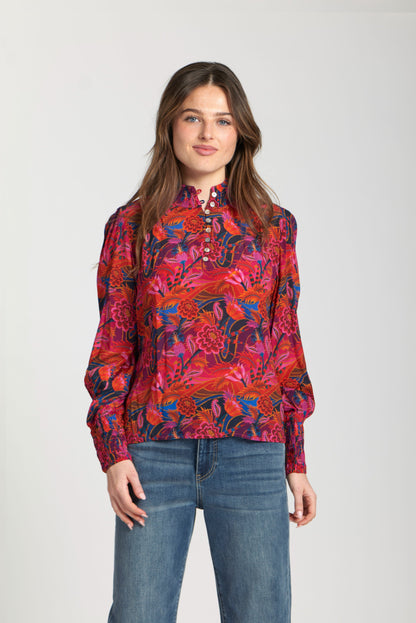 Puff Sleeve Blouse With Ruched Detail