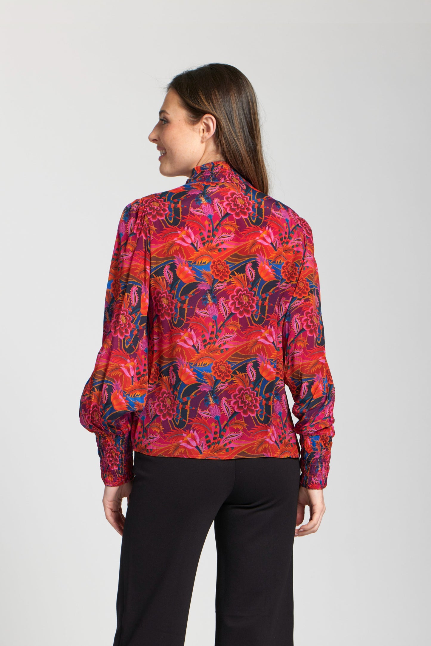 Puff Sleeve Blouse With Ruched Detail