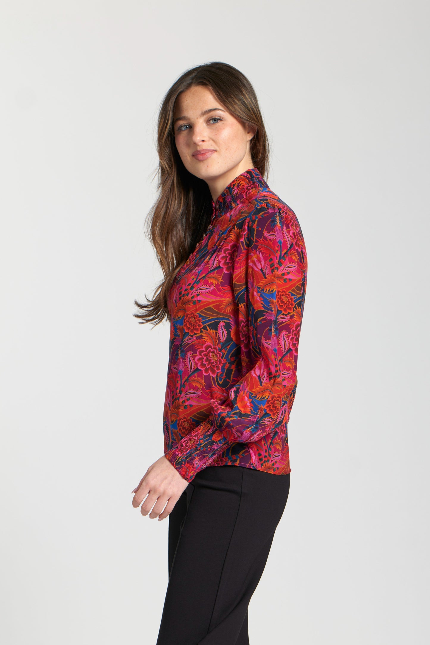 Puff Sleeve Blouse With Ruched Detail