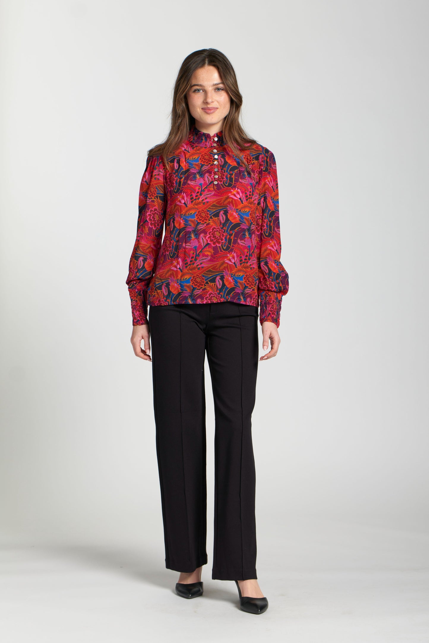 Puff Sleeve Blouse With Ruched Detail
