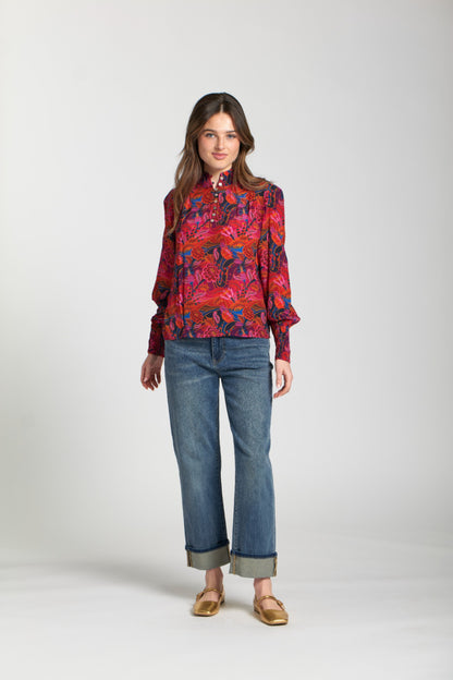 Puff Sleeve Blouse With Ruched Detail