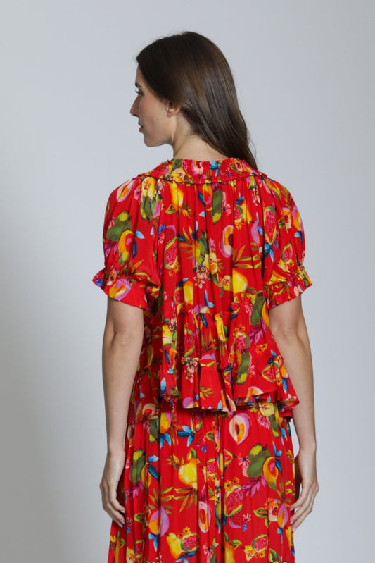 Short Sleeve Top With Ruched Neck