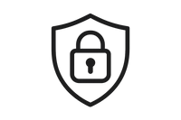 crate a secure white icon with black border and the background should be white without border 