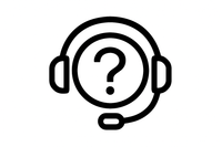 crate a support white icon with bold thick black border and the background should be white without border 